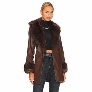 Show Me Your MuMu Penny Lane Faux Leather Jacket in Chocolate